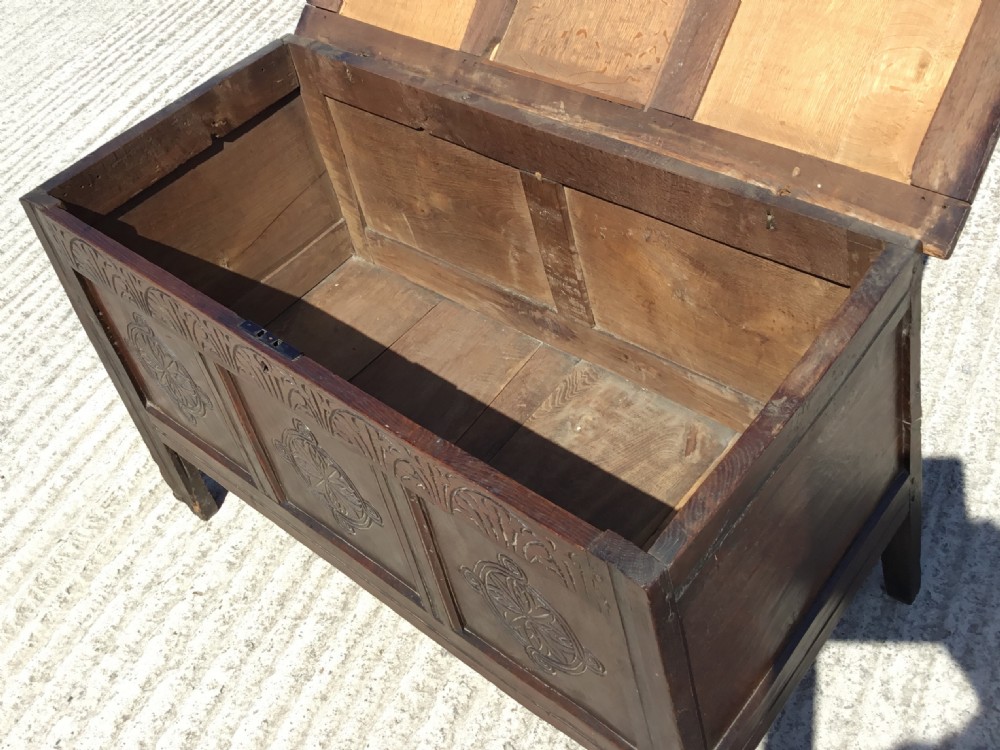 Carved Oak Hall Coffer View X
