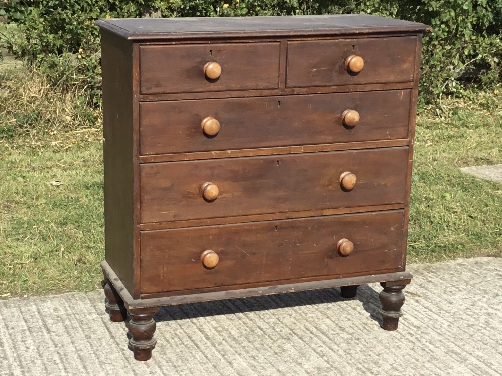 Original Victorian Pine Chest of Drawers