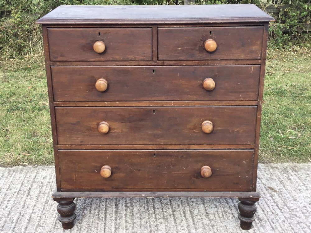 Original Victorian Pine Chest of Drawers View IV