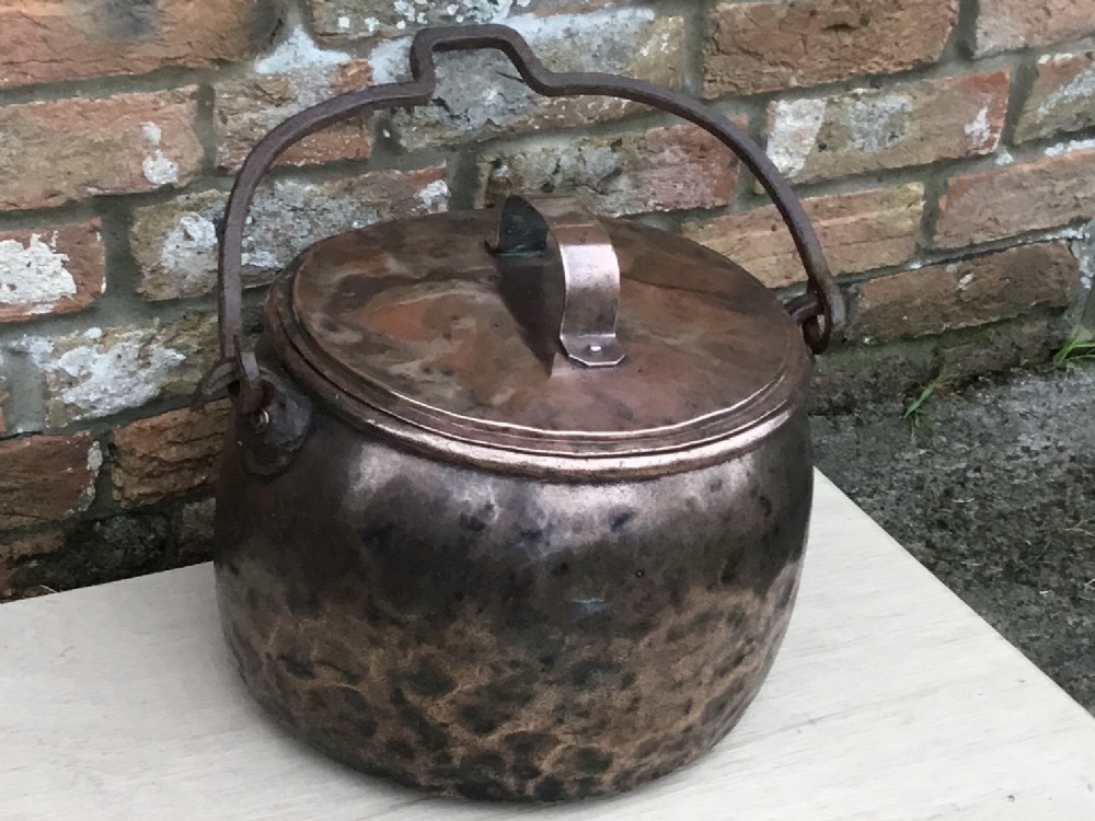 Georgian Copper & Wrought Iron Handled Cauldron 