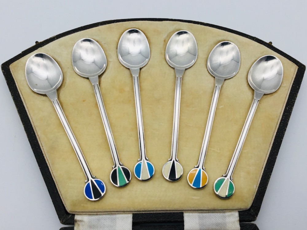 Fabulous Cased Set of Enamel & Silver Teaspoons View VII