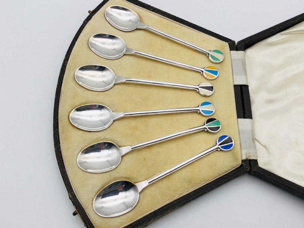Fabulous Cased Set of Enamel & Silver Teaspoons View VIII