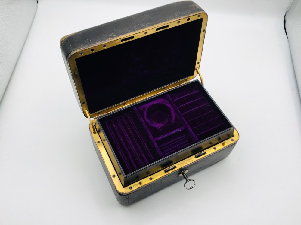 French Brass & Leather Jewel Case View V
