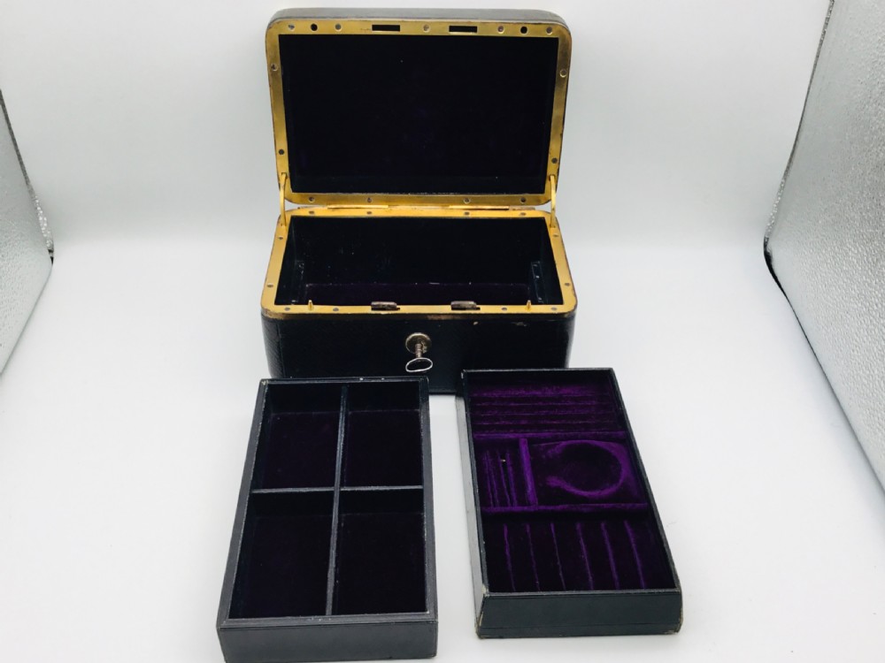 French Brass & Leather Jewel Case View XI