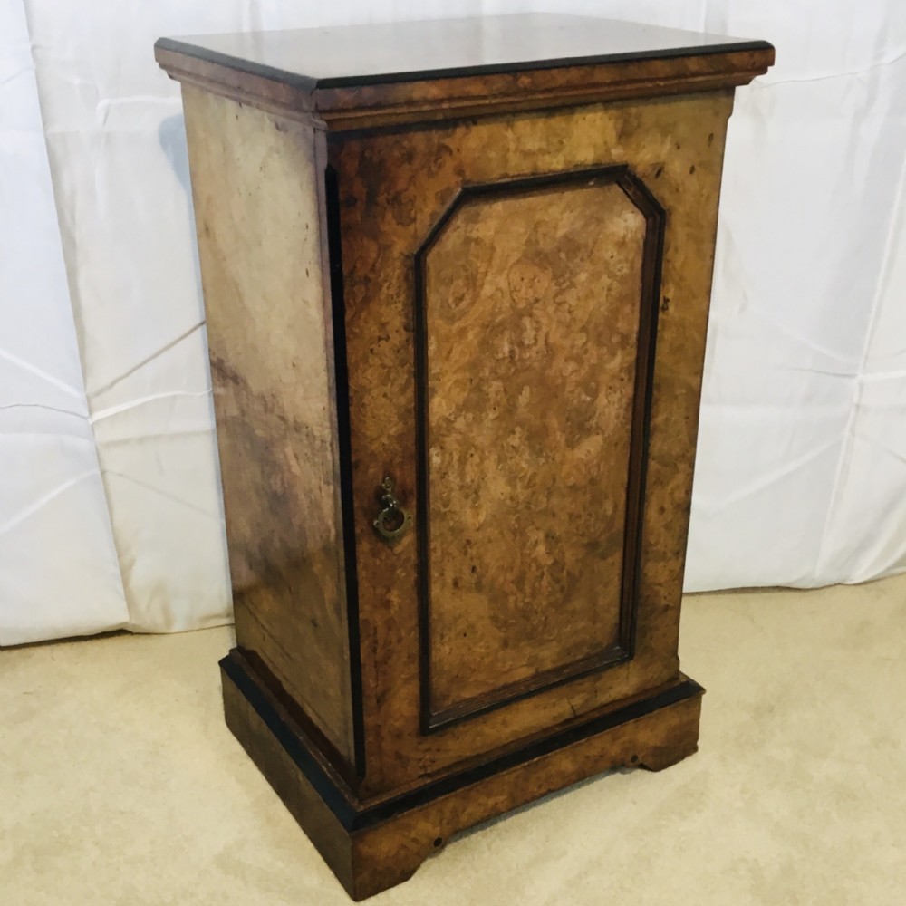 Burr Walnut Bedside Cupboard, Circa 1880.