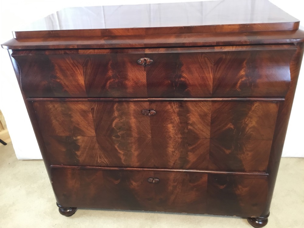 Biedermeier Flame Mahogany Chest of Drawers Circa 1840 View III