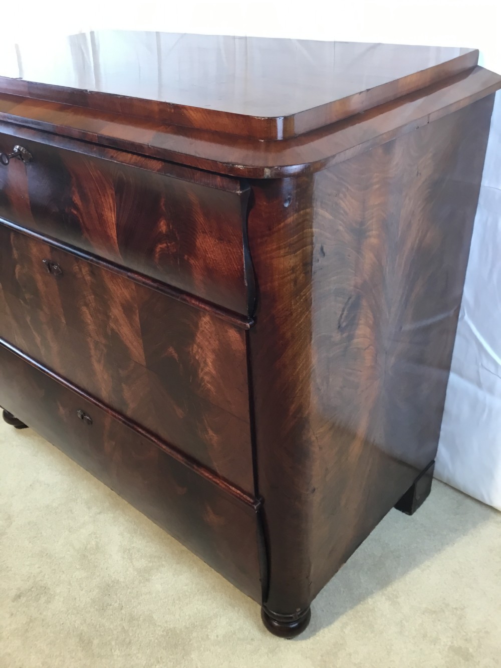 Biedermeier Flame Mahogany Chest of Drawers Circa 1840 View V