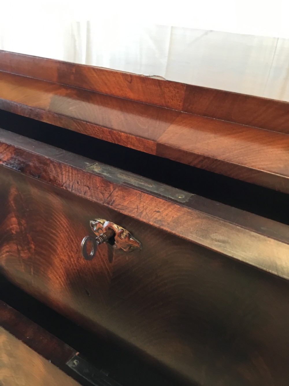 Biedermeier Flame Mahogany Chest of Drawers Circa 1840 View IX