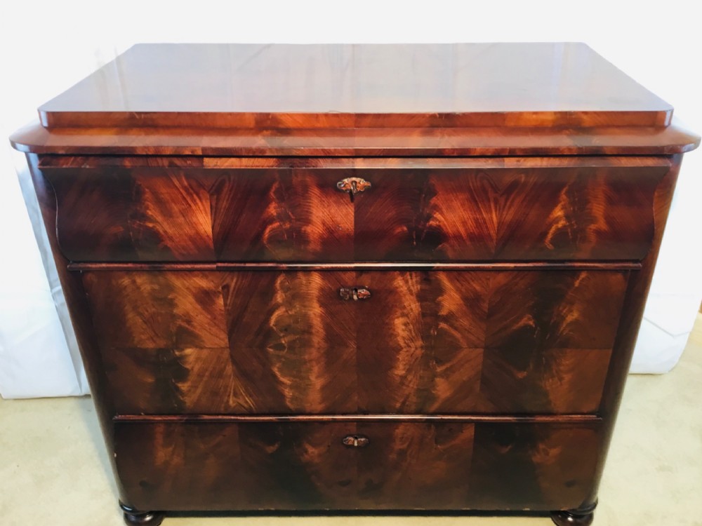 Biedermeier Flame Mahogany Chest of Drawers Circa 1840 View XIII