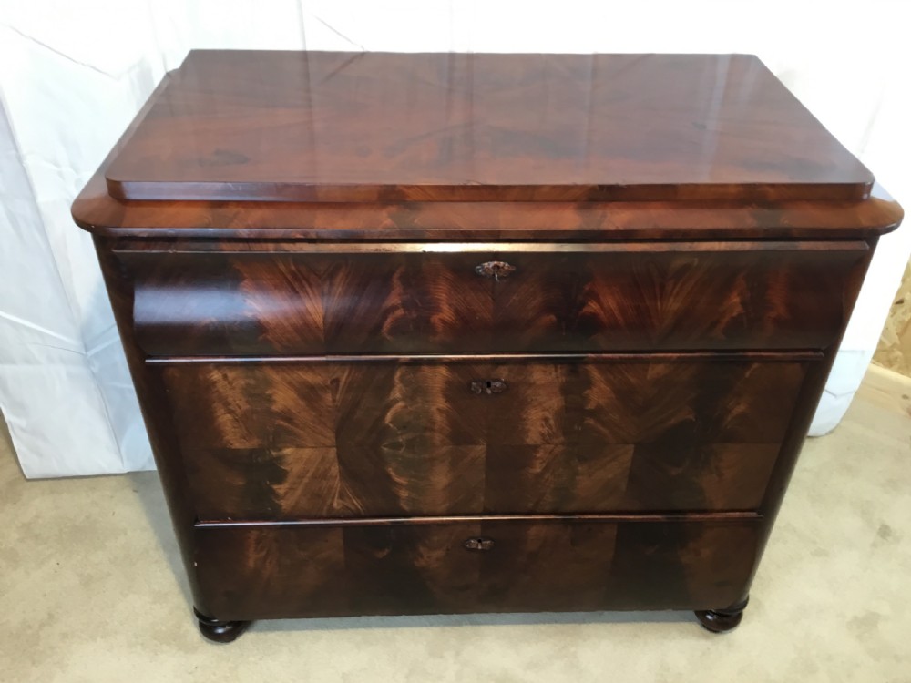 Biedermeier Flame Mahogany Chest of Drawers Circa 1840 View XIV