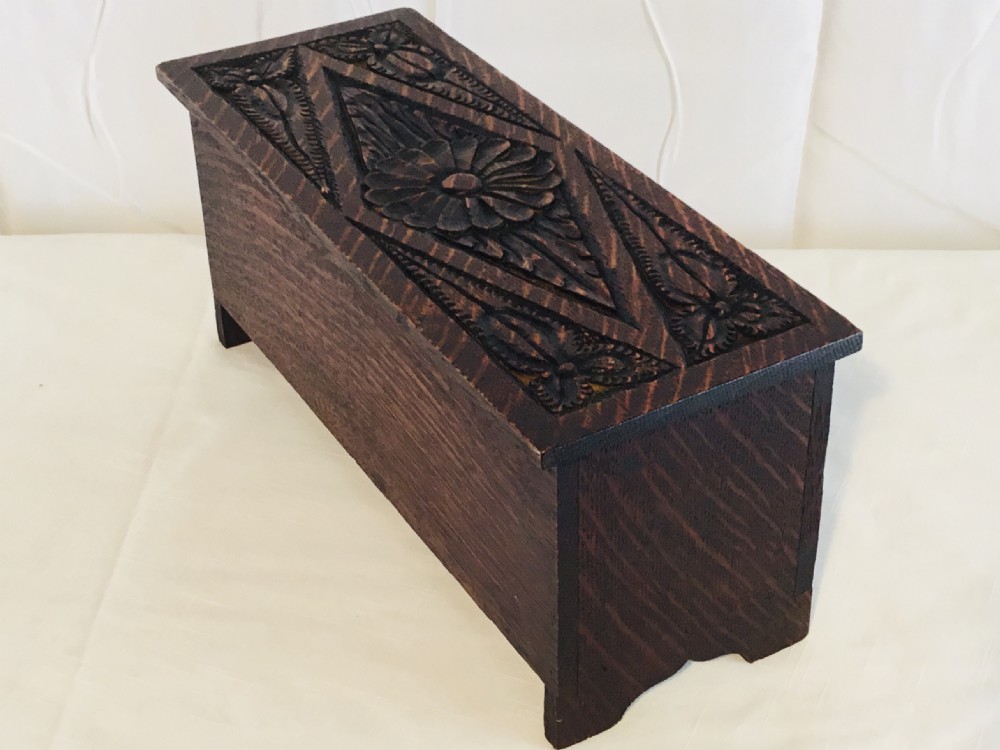 Apprentice Carved Four Panel Coffer Trinket Box View IV