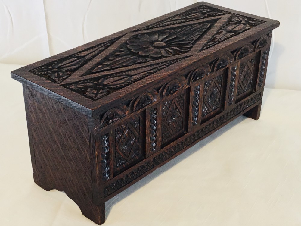 Apprentice Carved Four Panel Coffer Trinket Box View V
