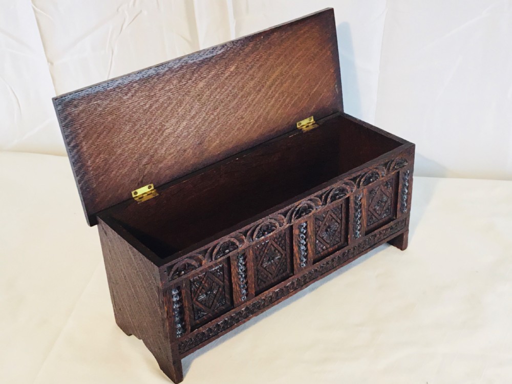 Apprentice Carved Four Panel Coffer Trinket Box View VI