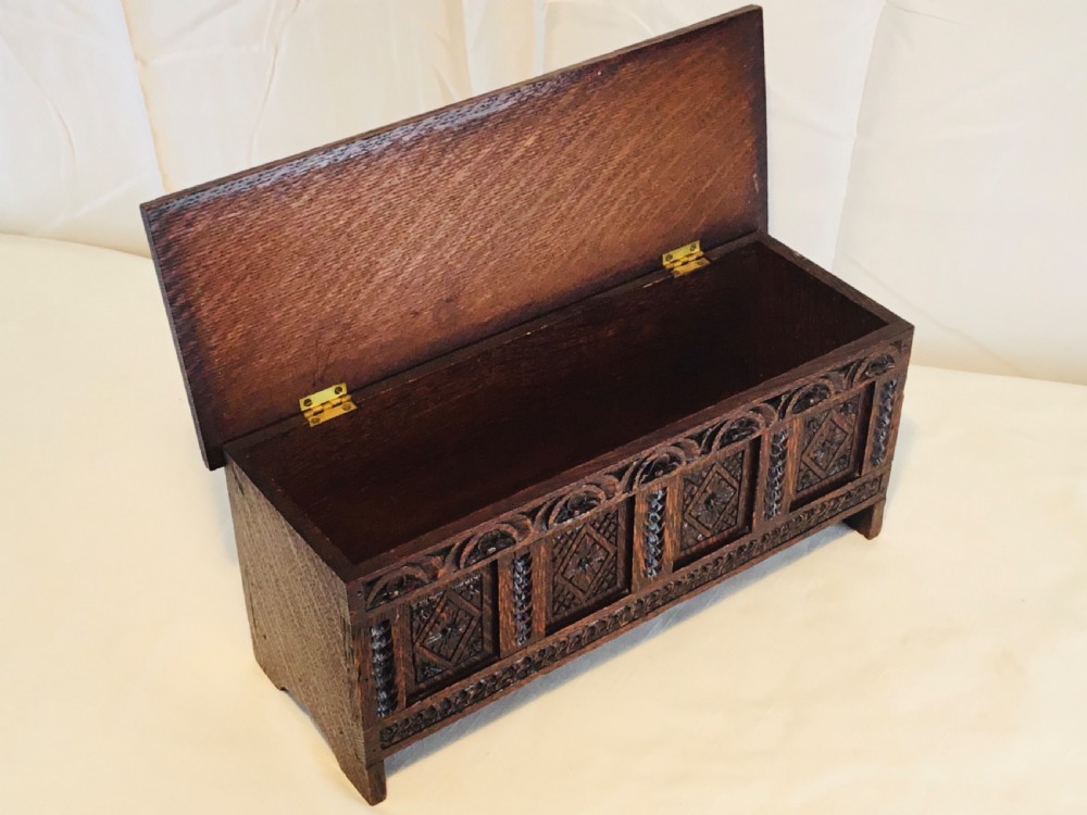 Apprentice Carved Four Panel Coffer Trinket Box View VII
