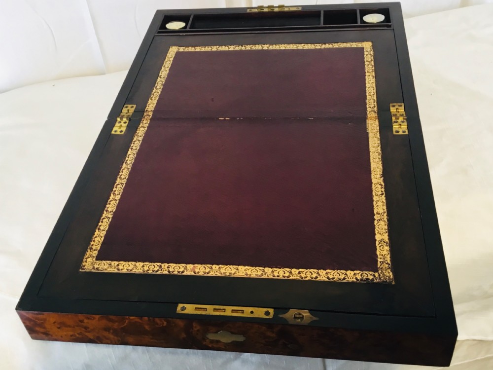 Superb Burr Wood Travelling Writing Box View VI
