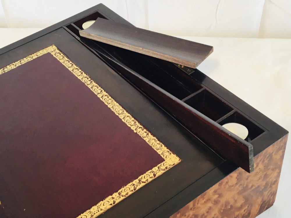Superb Burr Wood Travelling Writing Box View IX