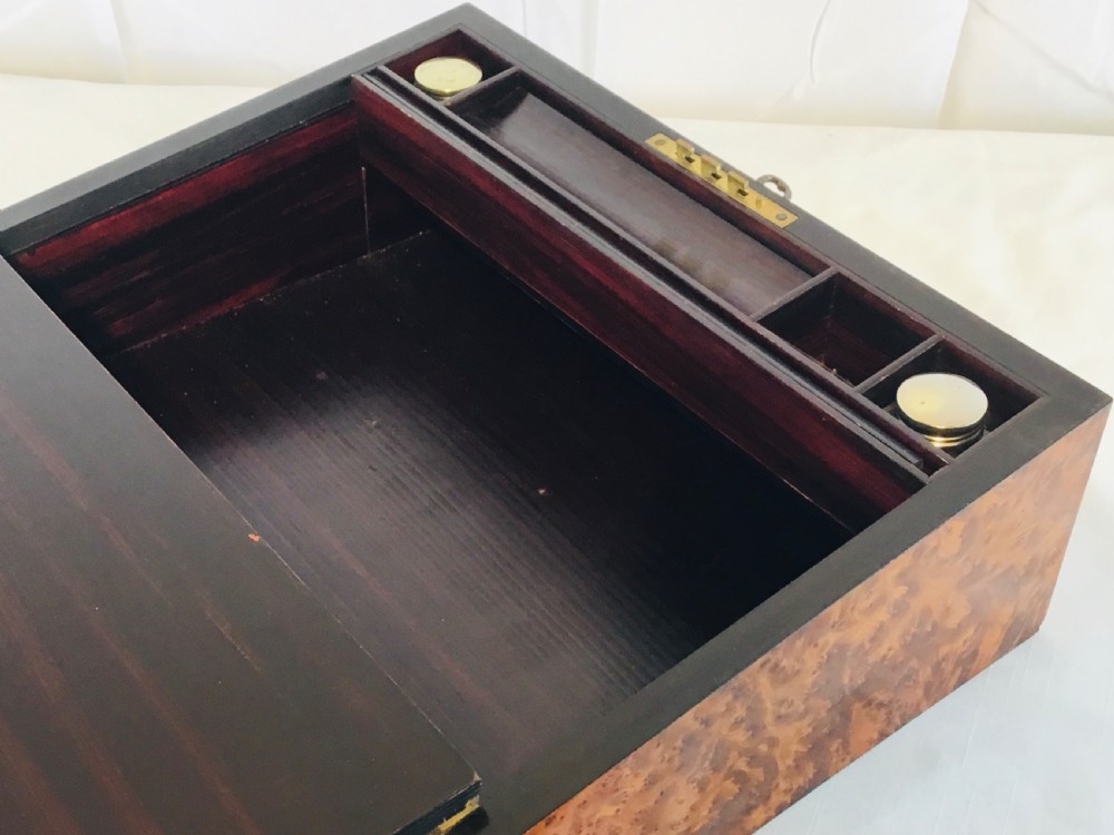 Superb Burr Wood Travelling Writing Box View XI