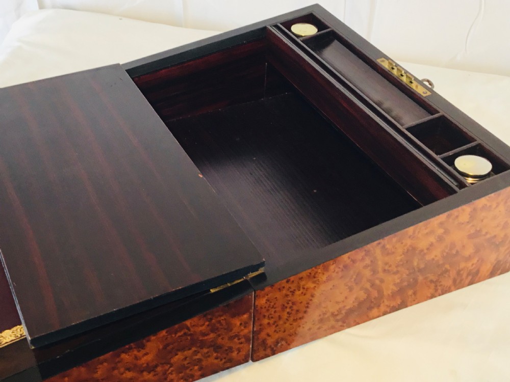 Superb Burr Wood Travelling Writing Box View XII