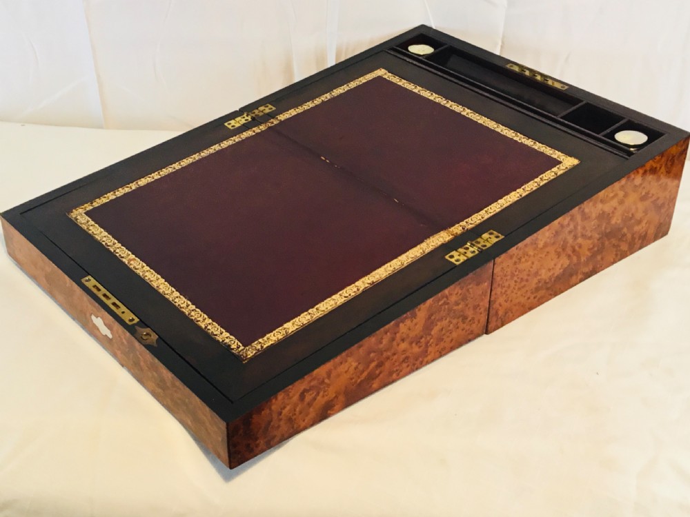 Superb Burr Wood Travelling Writing Box View XIV