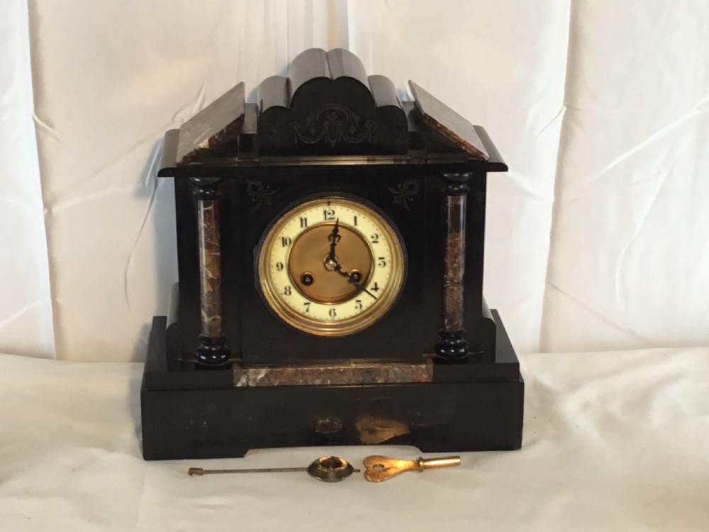 Victorian Garniture Clock Set, Slate, Marble & Gilt View XI
