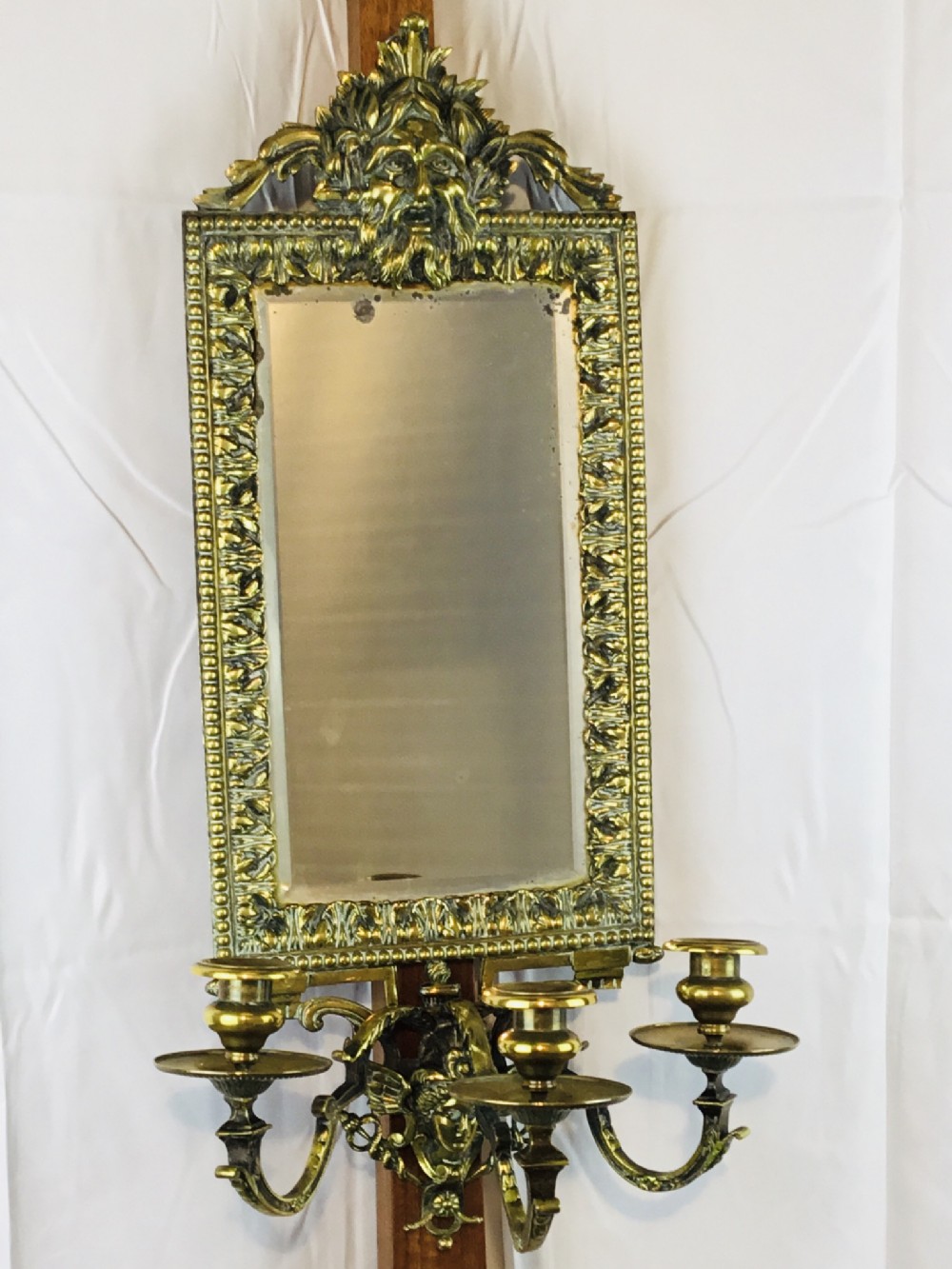 Brass Bacchus & Angel Girandole Mirror