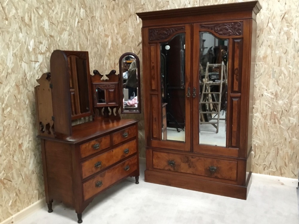Walnut Wardrobe & Dressing Chest