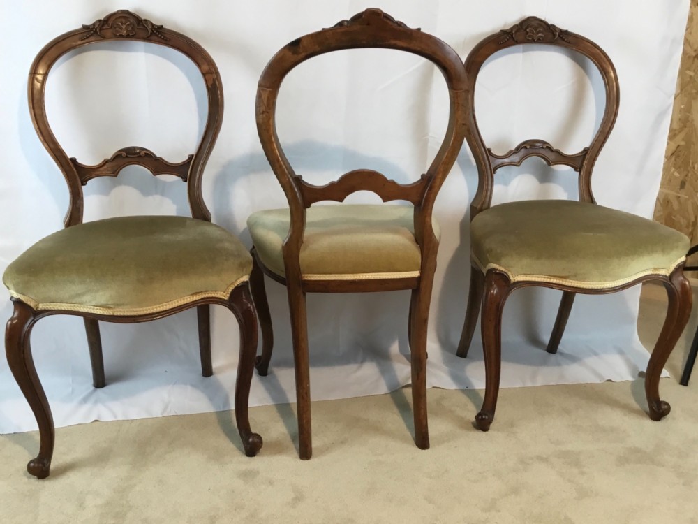 Set of Six Walnut Victorian  Balloon Back Dining Chairs View II