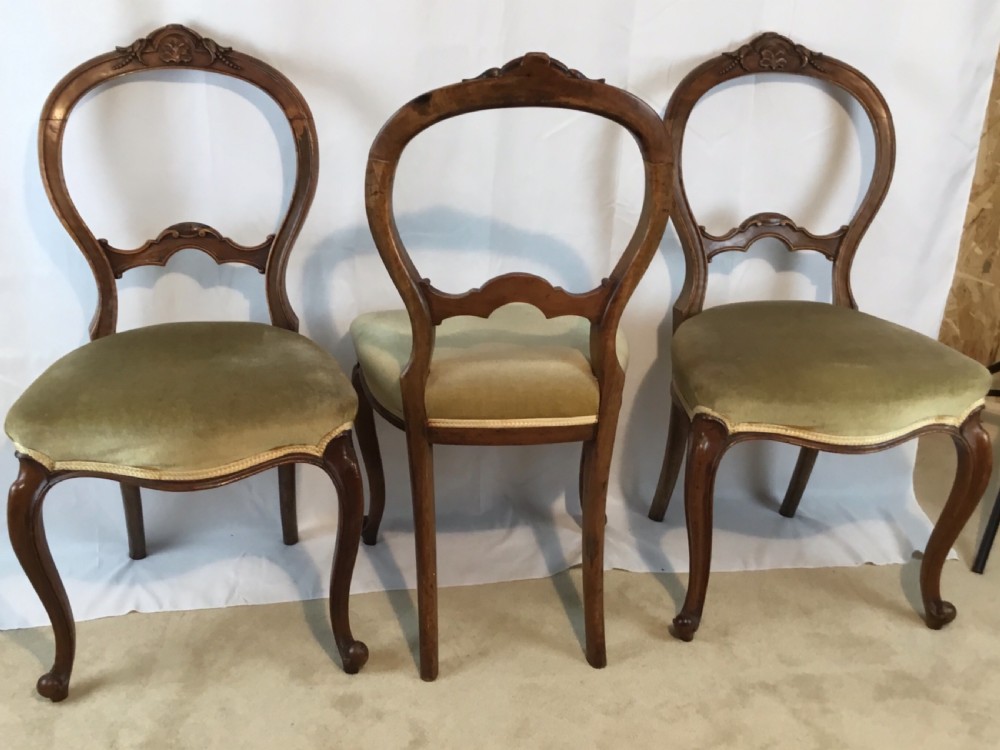 Set of Six Walnut Victorian  Balloon Back Dining Chairs View III