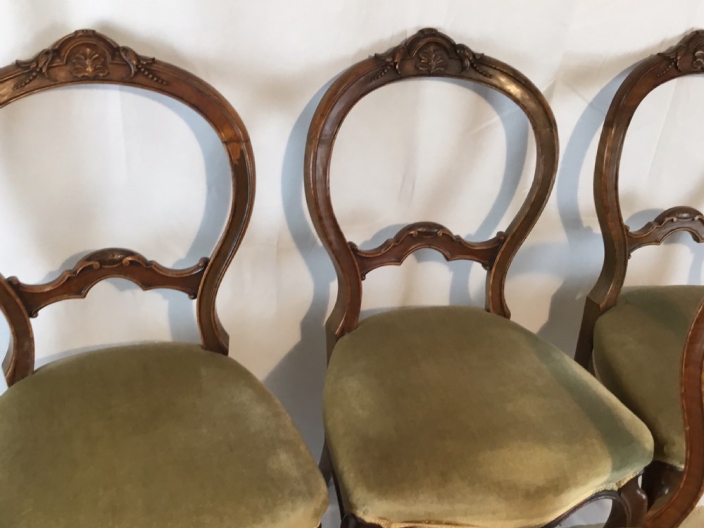 Set of Six Walnut Victorian  Balloon Back Dining Chairs View IV