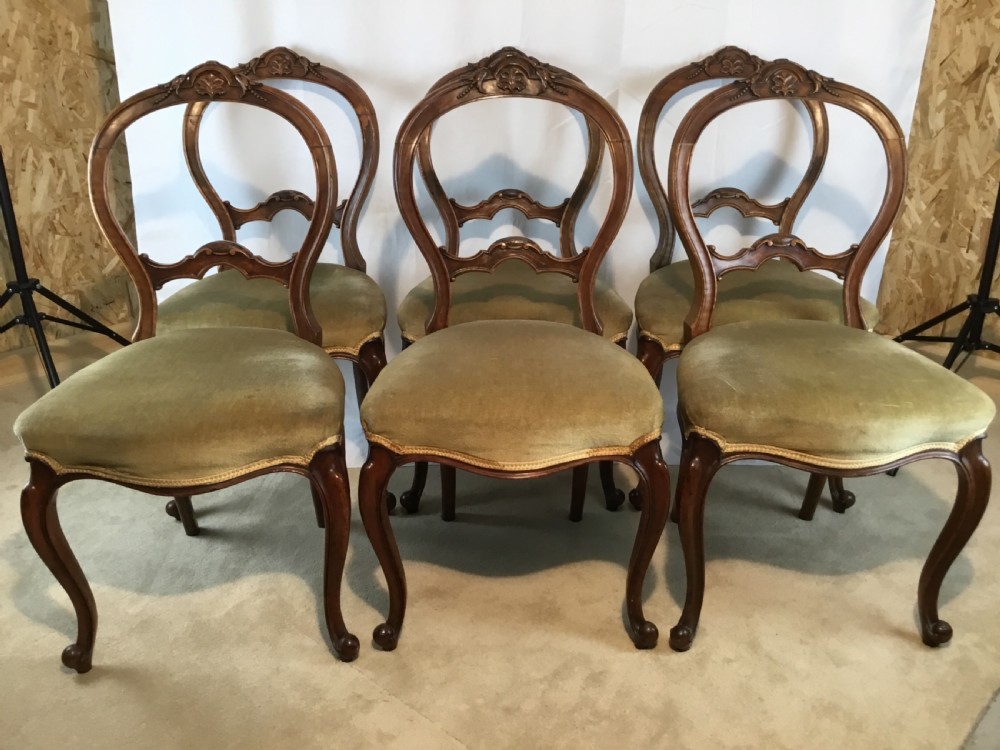 Set of Six Walnut Victorian  Balloon Back Dining Chairs View XIII