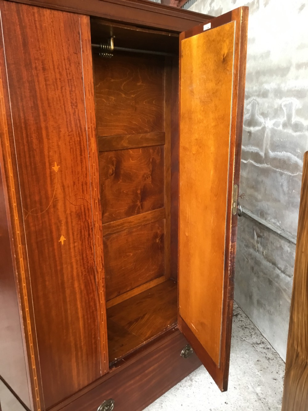 Edwardian Inlaid Mirror Door Wardrobe  View II