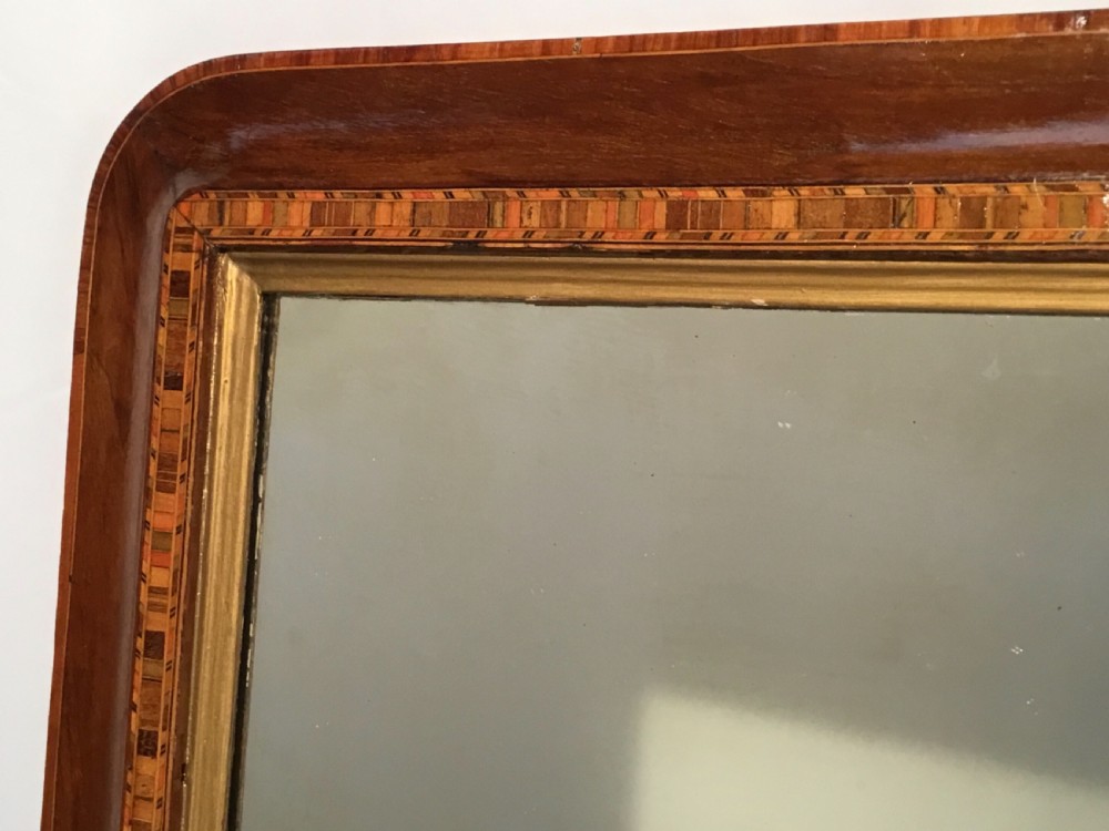 Walnut & Tunbridge Inlaid Overmantel or Peer Glass View II