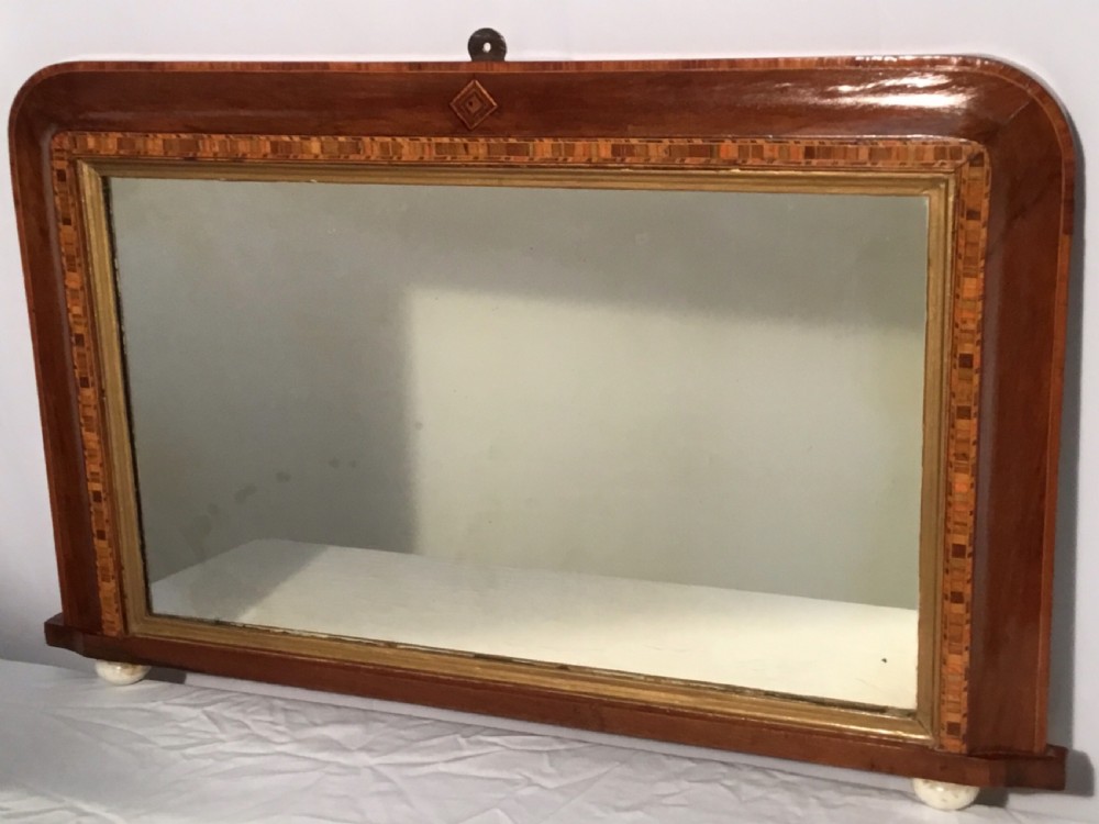 Walnut & Tunbridge Inlaid Overmantel or Peer Glass View IV