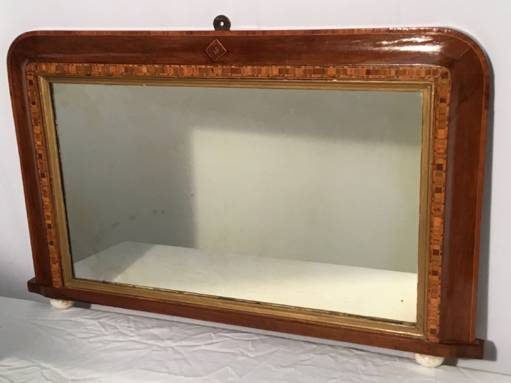 Walnut & Tunbridge Inlaid Overmantel or Peer Glass View V