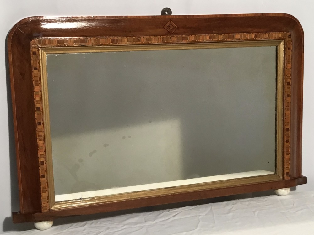 Walnut & Tunbridge Inlaid Overmantel or Peer Glass View VII
