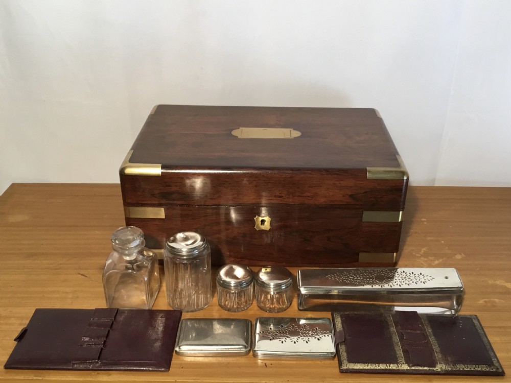 Rosewood Brass Bound Dressing Case circa 1880