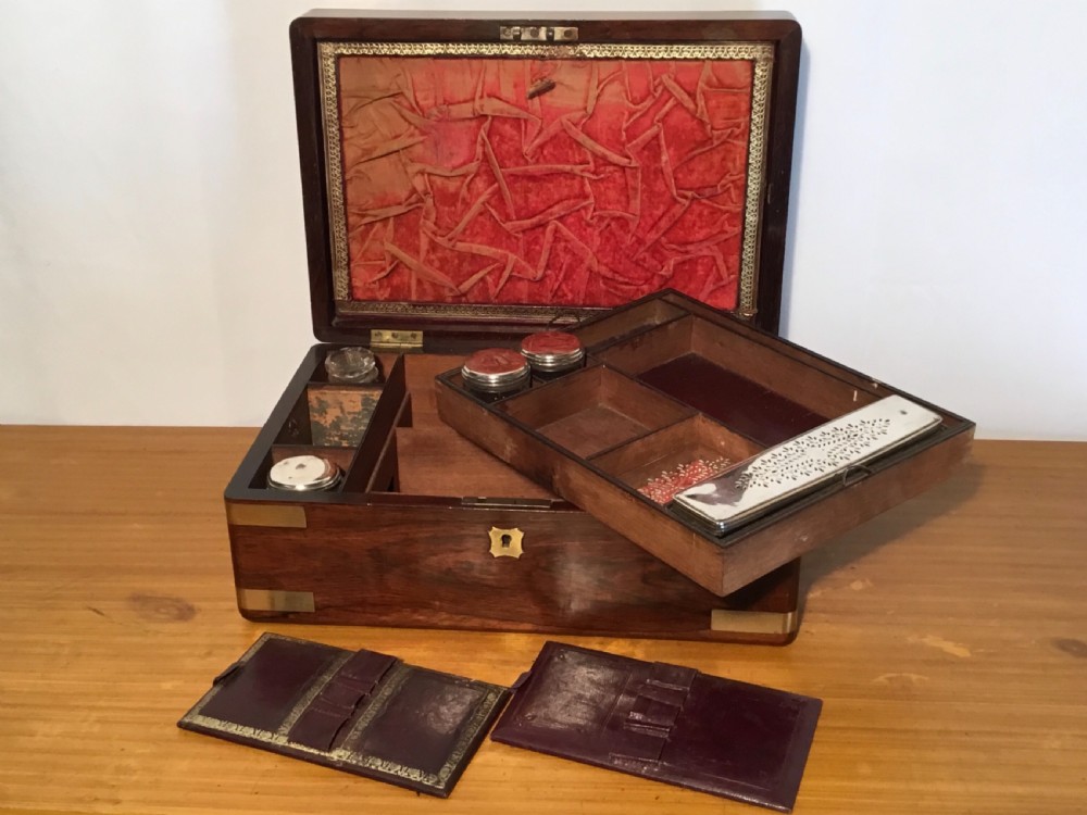 Rosewood Brass Bound Dressing Case circa 1880 View VI