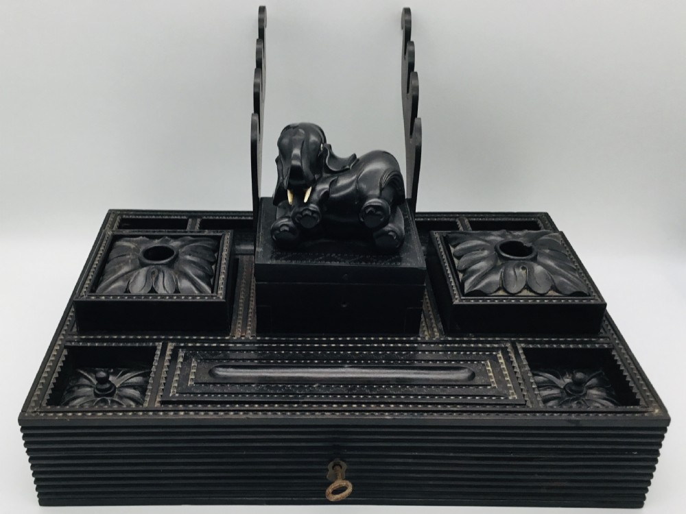 Impressive Ebony Gentleman’s Desk Stand View IV