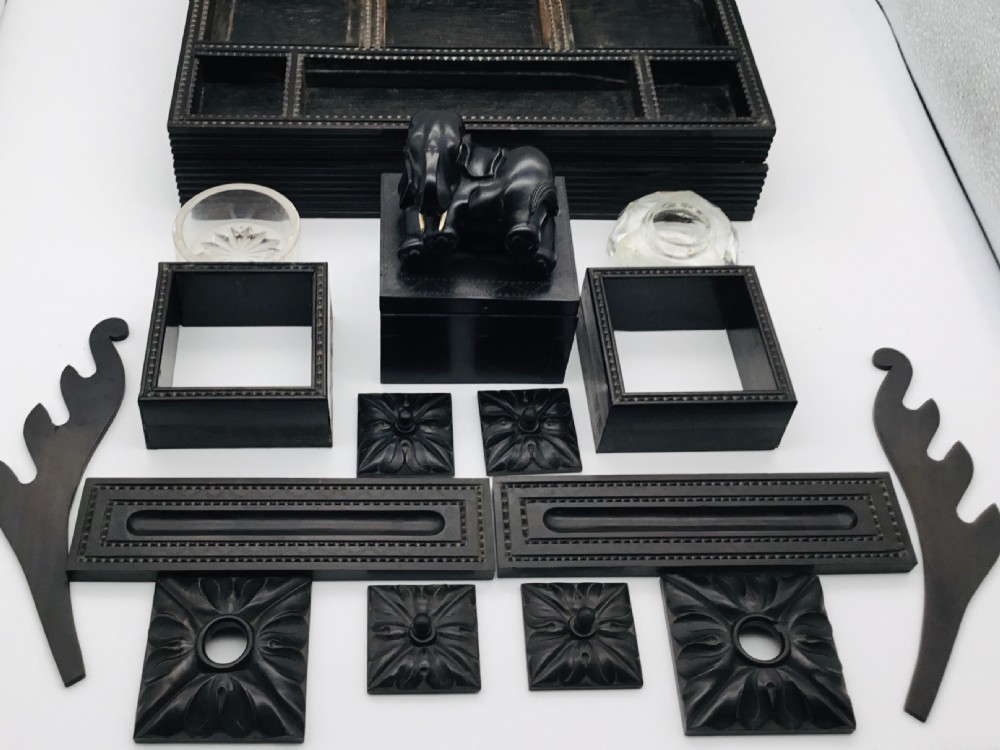 Impressive Ebony Gentleman’s Desk Stand View V