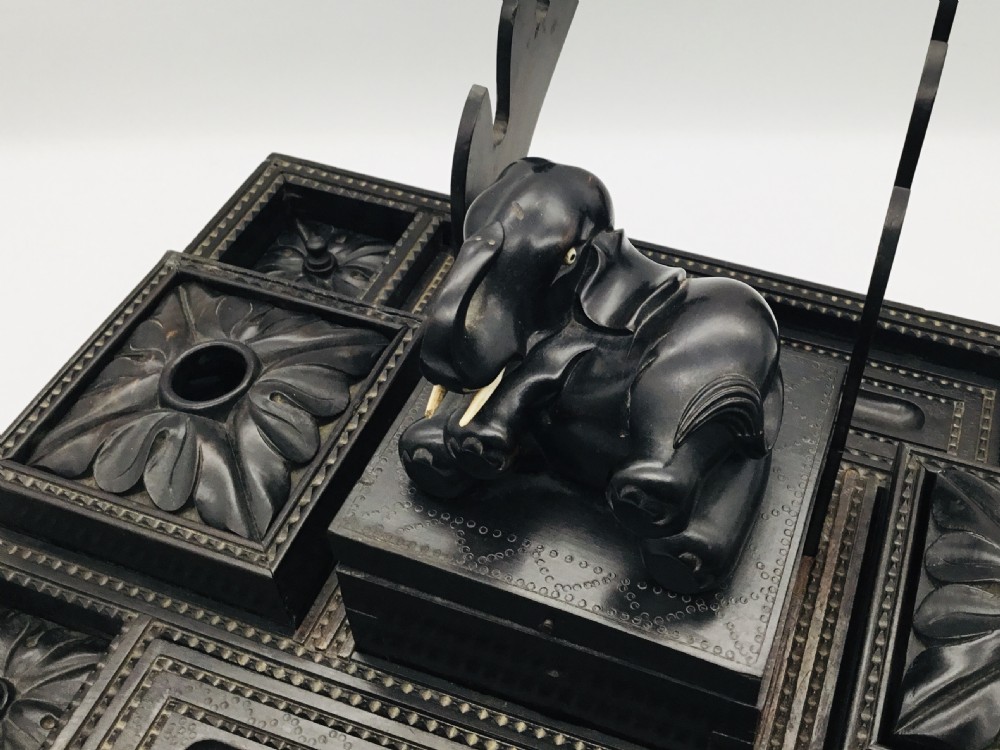 Impressive Ebony Gentleman’s Desk Stand View XI