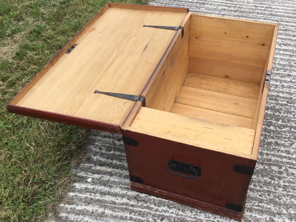 Victorian Original Pine Blanket Chest With Candle Box View II