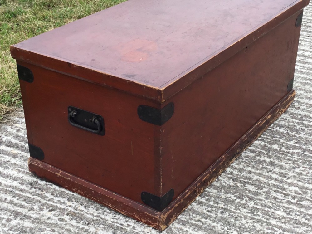 Victorian Original Pine Blanket Chest With Candle Box View IX