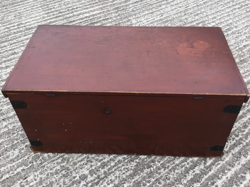Victorian Original Pine Blanket Chest With Candle Box View X