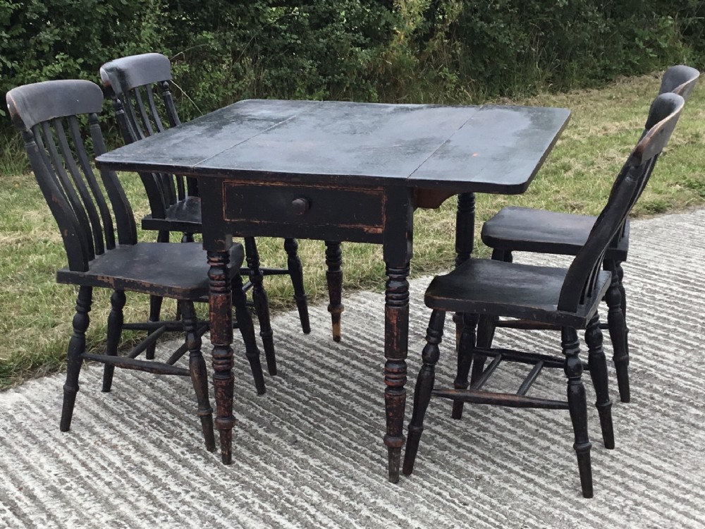 Rare Victorian Country Kitchen Dining Set