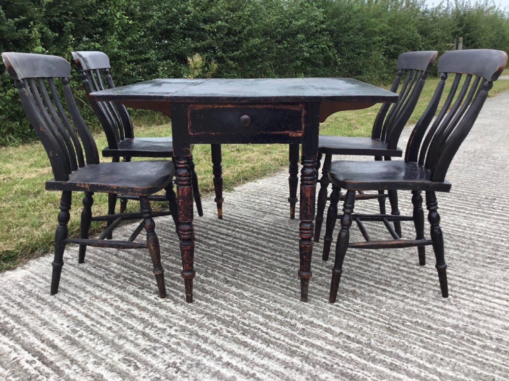 Rare Victorian Country Kitchen Dining Set View VI