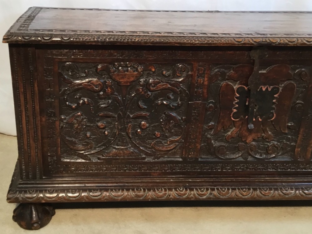 Italian Walnut Cassone Carved in Renaissance Manner View IV