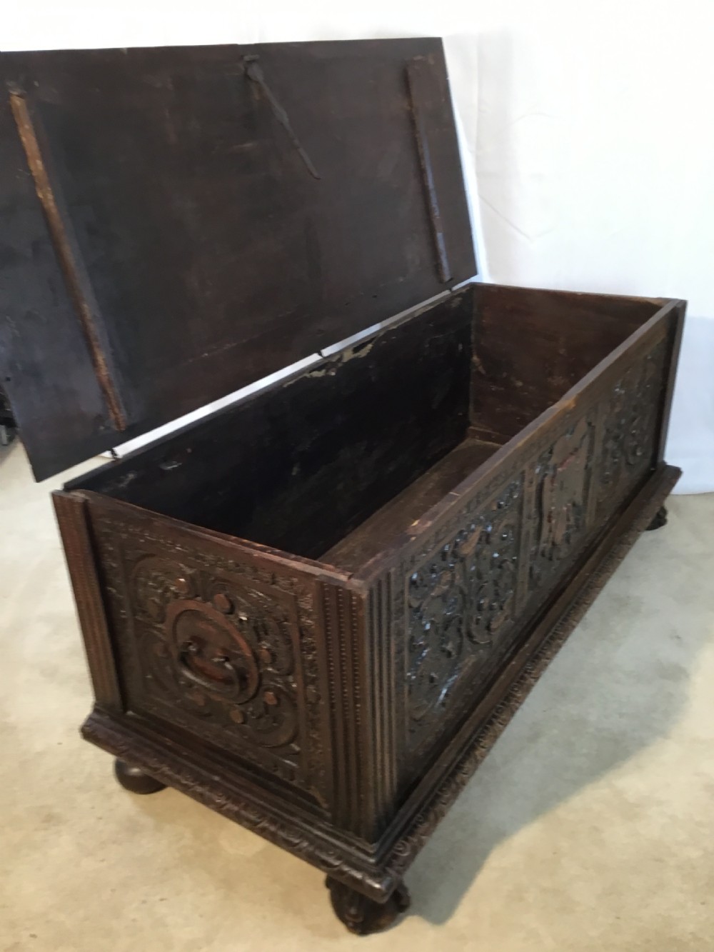 Italian Walnut Cassone Carved in Renaissance Manner View VIII