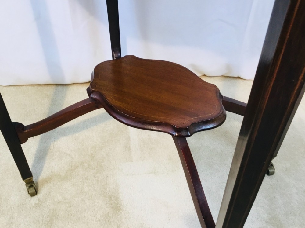 Inlaid Edwardian Occasional Table on Brass Castors View V
