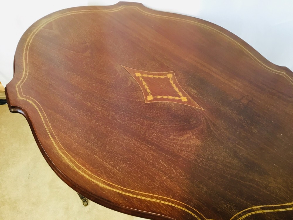 Inlaid Edwardian Occasional Table on Brass Castors View VI