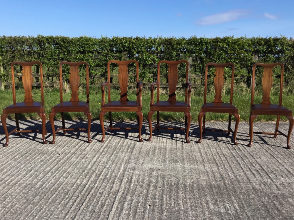 Superb Set of Six Queen Anne Style Dining Chairs  View IX